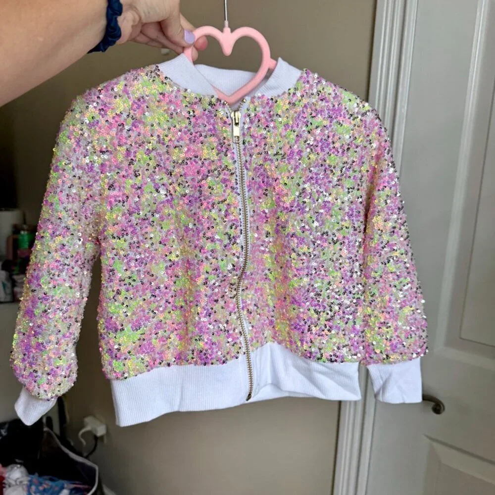 Spring Pink Sequin Girls Jacket NWT